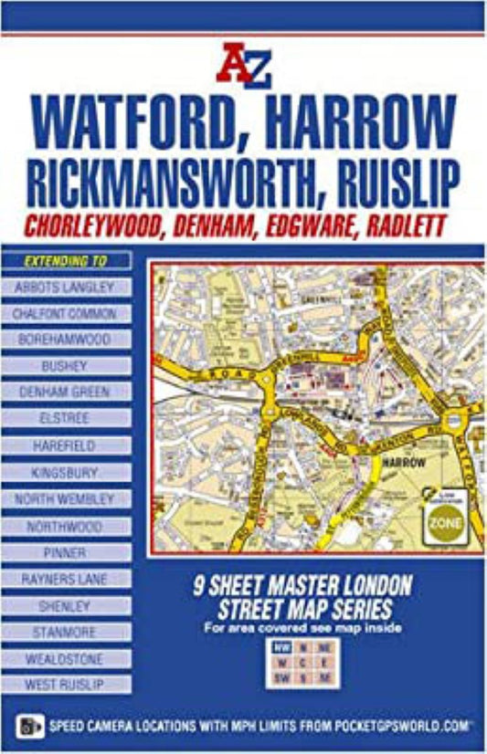 9 sheet master London street map series, north west : Watford, Harrow, Rickmansworth, Ruislip, Chorleywood, Denham, Edgware, Radlett