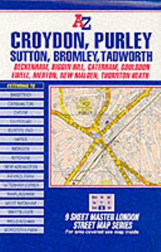 9 sheet master London street map series, south : Croydon, Purley, Sutton, Bromley, Tadworth, Beckenham, Biggin Hill, Caterham, Coulsdon, Ewell, Merton, New Malden, Thornton Heath