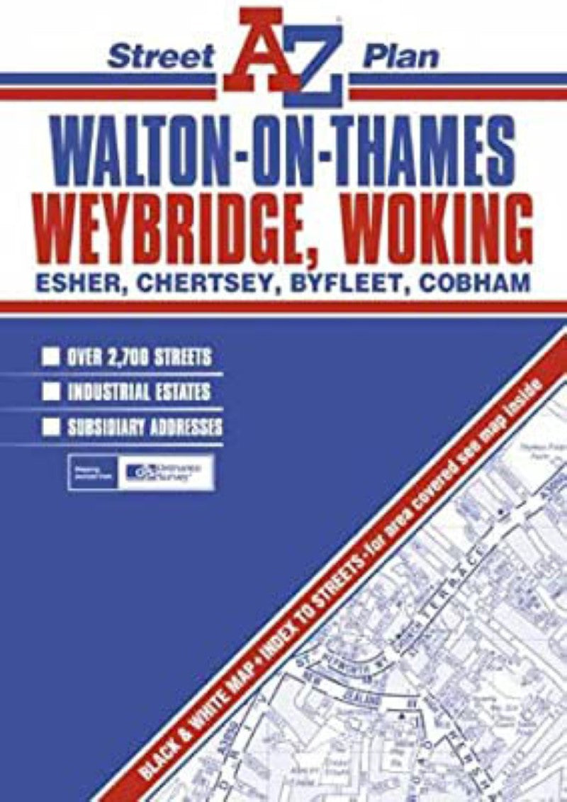 AZ street plan : Walton-on-Thames, Weybridge, Woking, Esher, Chertsey, Byfleet, Cobham