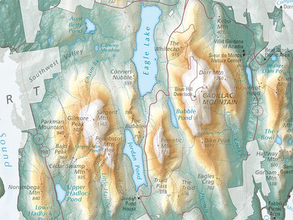 Acadia National Park Elevation Tints Fine Art Print Map