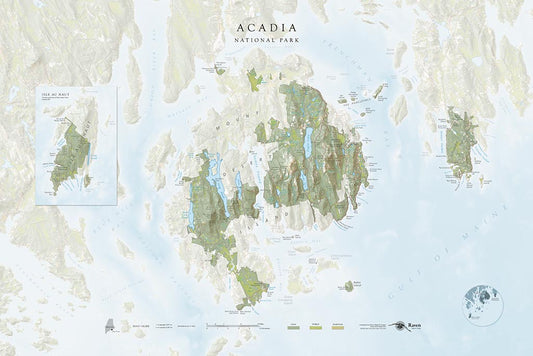 Acadia National Park Landscape Fine Art Print Map