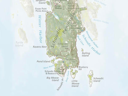 Acadia National Park Landscape Fine Art Print Map