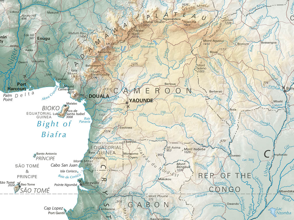 Africa Elevation Tints Fine Art Print Map