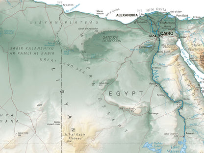Africa Elevation Tints Fine Art Print Map