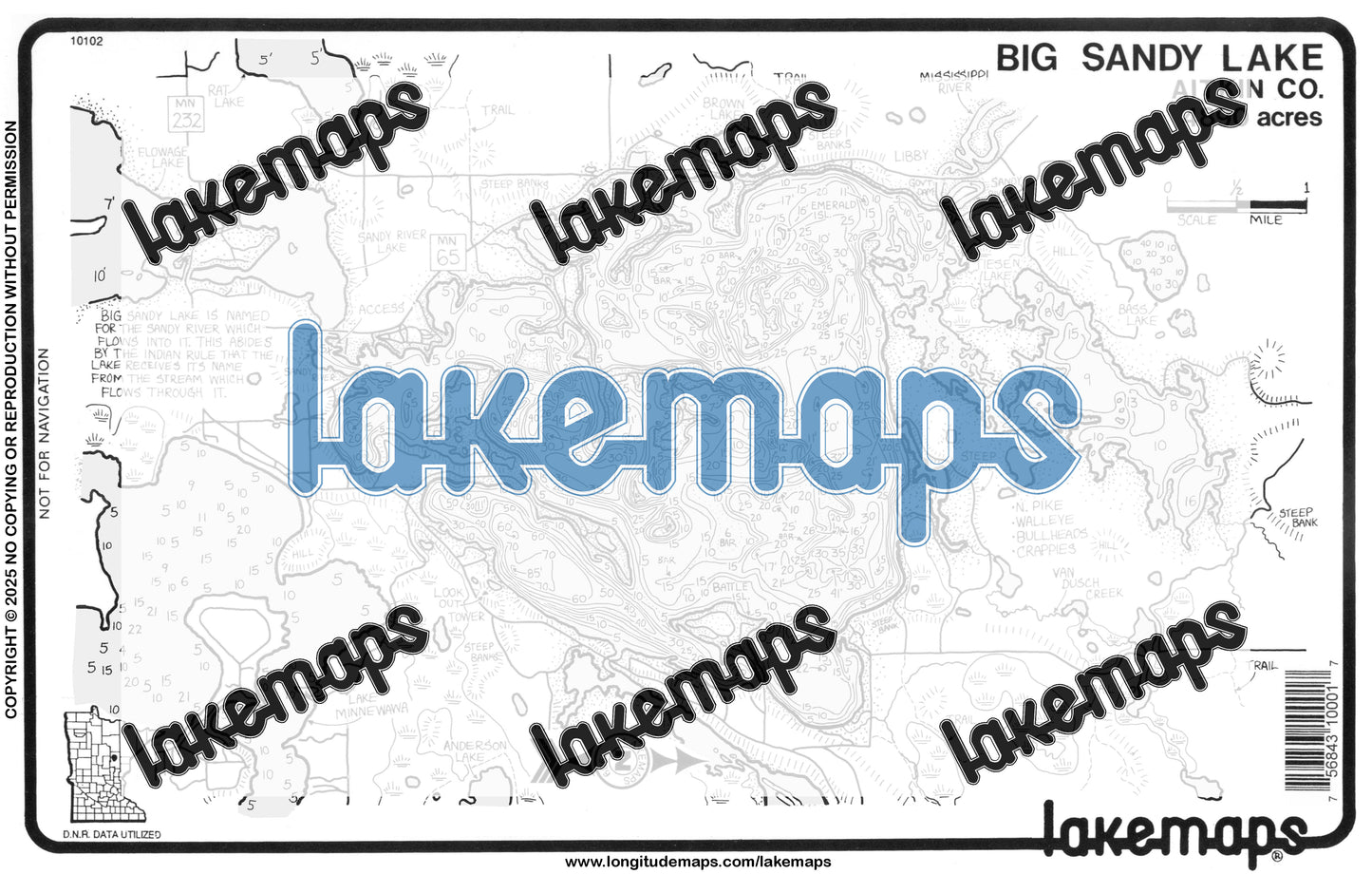 Aitkin County, MN - BIG SANDY / Aitkin - Lakemap - 10102