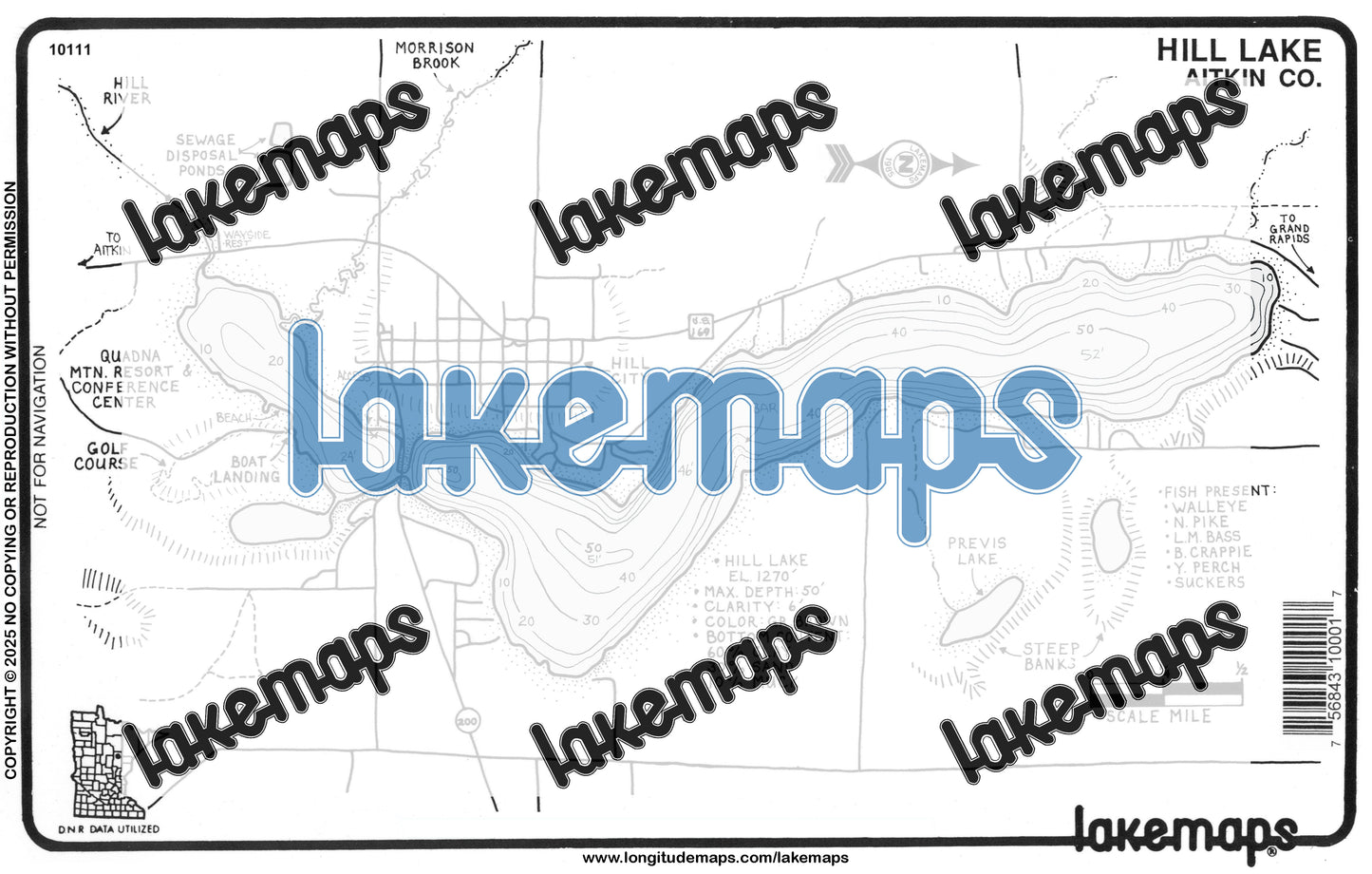 Aitkin County, MN - HILL - Lakemap - 10111