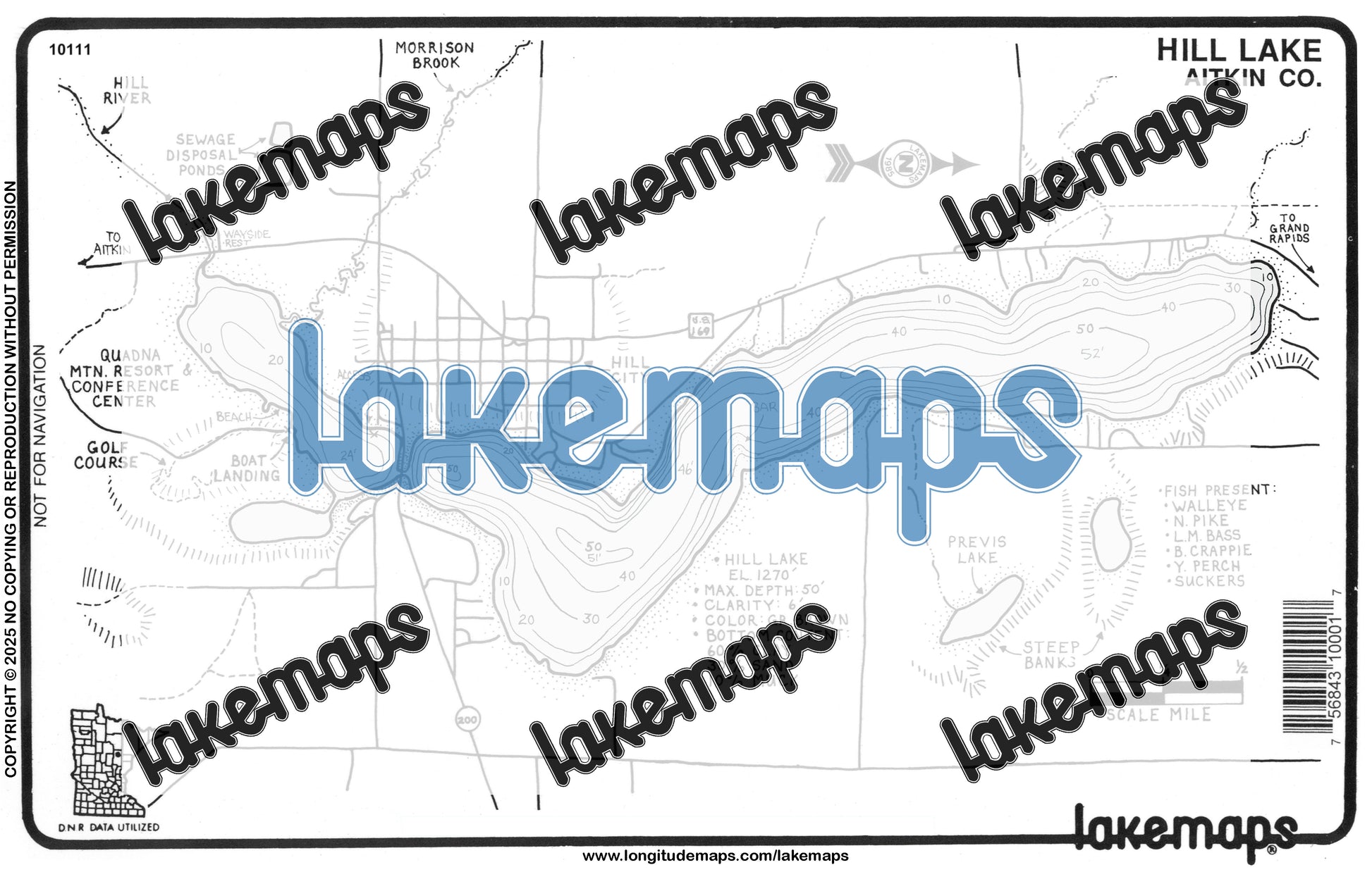 Aitkin County, MN - HILL - Lakemap - 10111