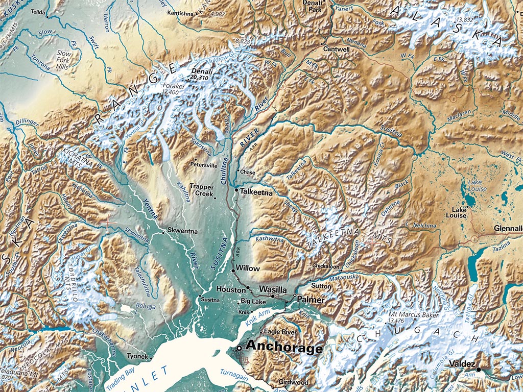 Alaska Elevation Tints Fine Art Print Map
