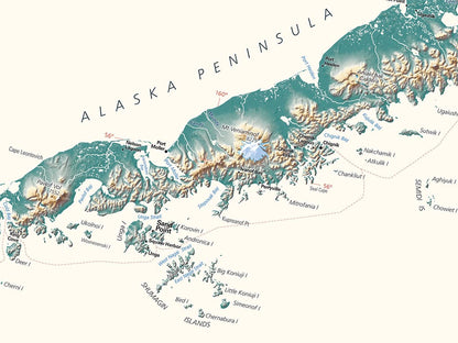 Alaska Elevation Tints Fine Art Print Map
