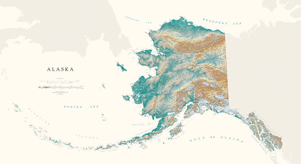 Alaska Elevation Tints Fine Art Print Map