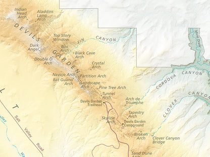 Arches National Park Elevation Tints Fine Art Print Map