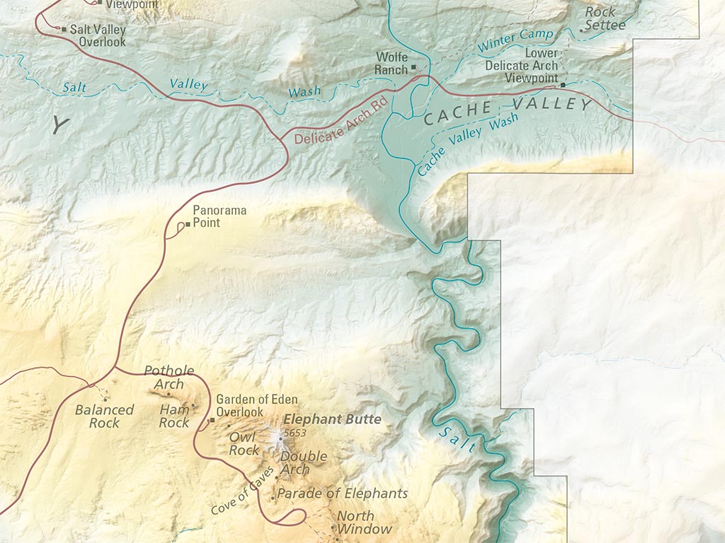 Arches National Park Elevation Tints Fine Art Print Map