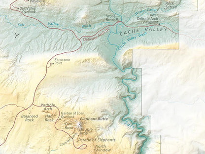 Arches National Park Elevation Tints Fine Art Print Map