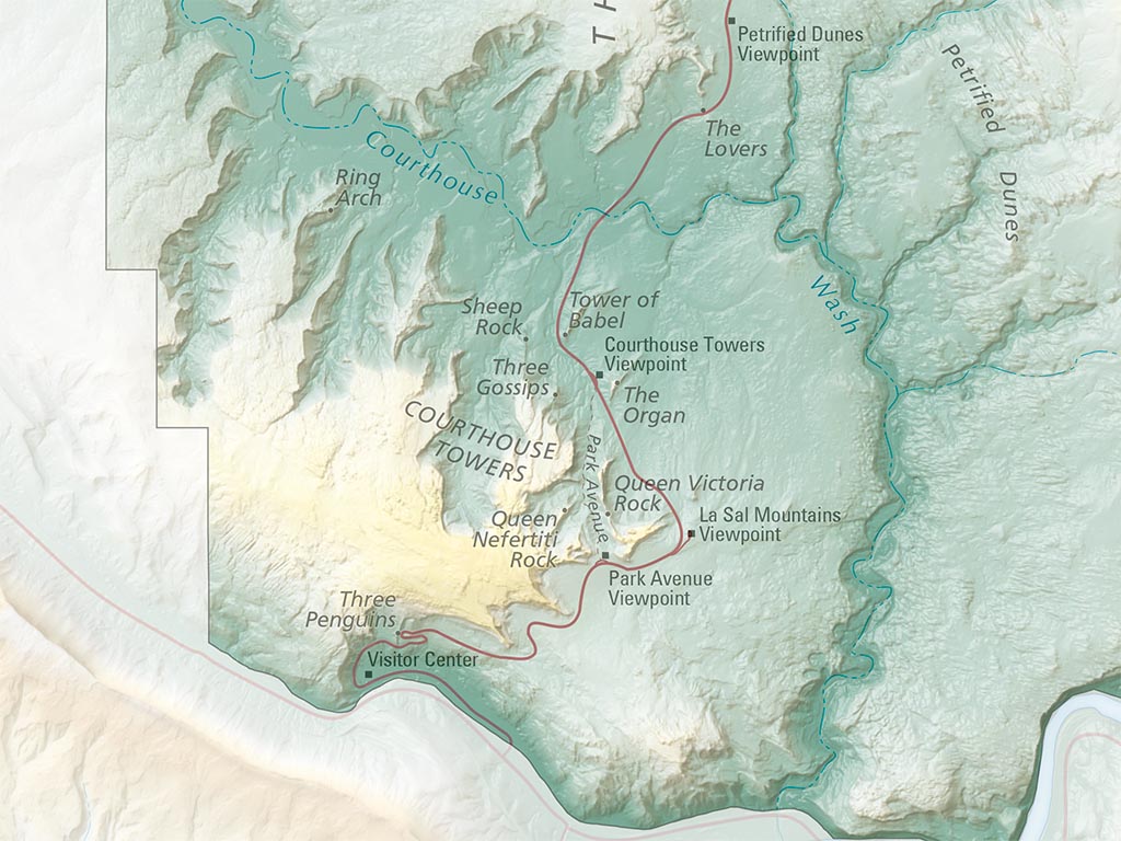 Arches National Park Elevation Tints Fine Art Print Map