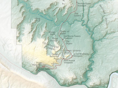Arches National Park Elevation Tints Fine Art Print Map