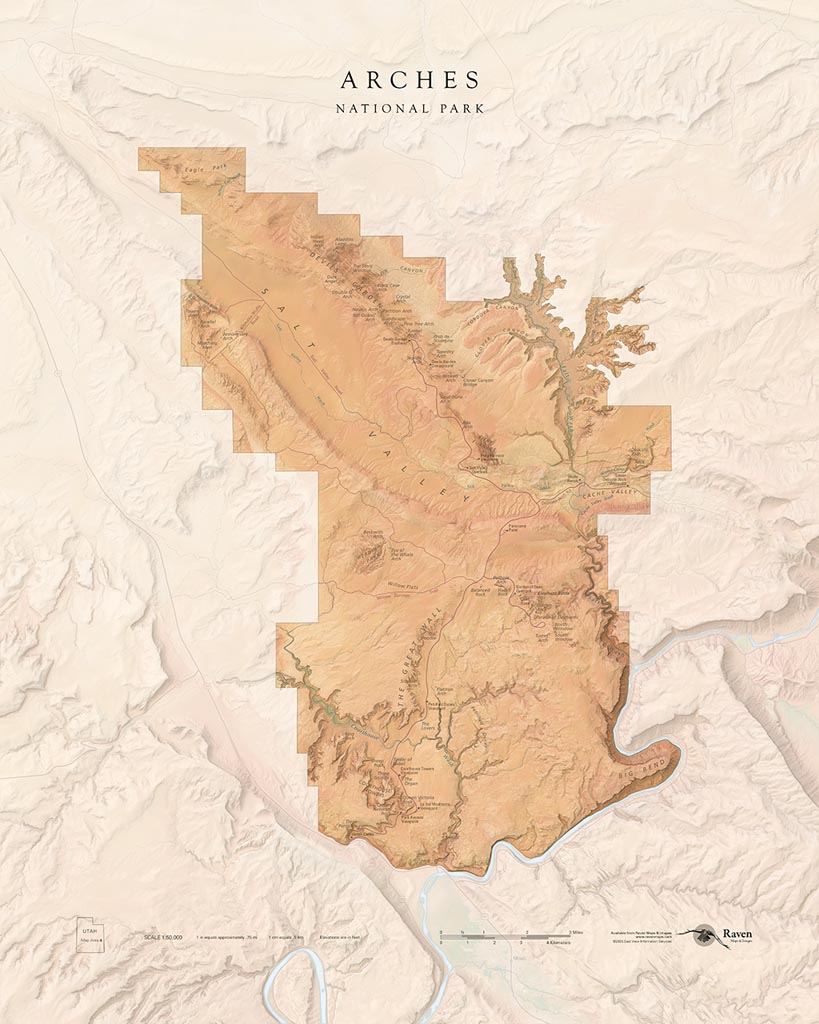 Arches National Park Landscape Fine Art Print Map