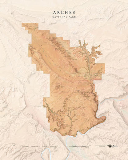 Arches National Park Landscape Fine Art Print Map