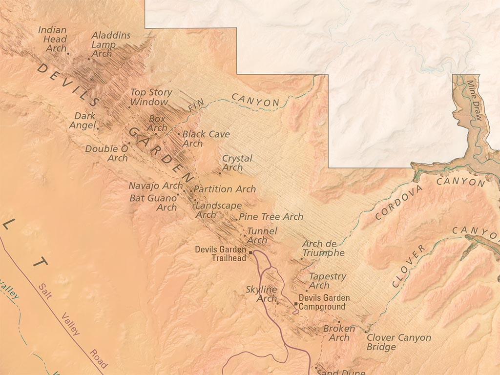 Arches National Park Landscape Fine Art Print Map