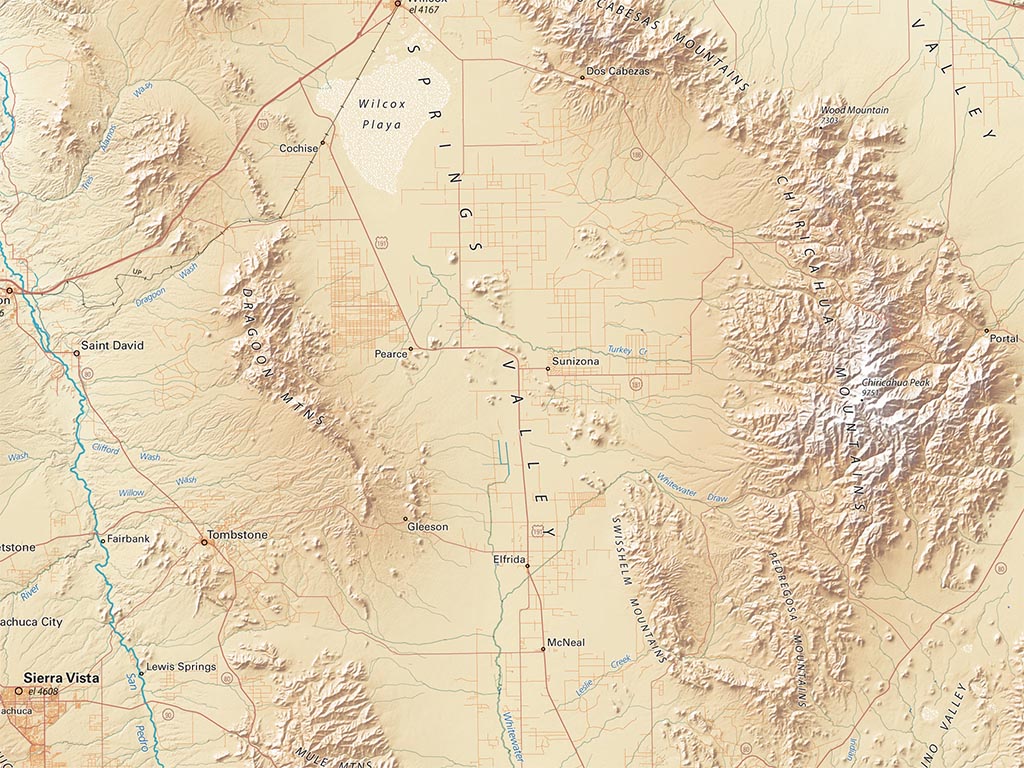 Arizona Elevation Tints Fine Art Print Map