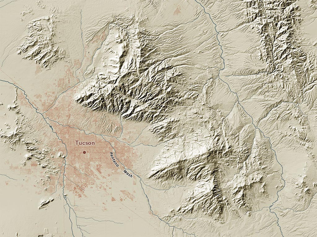 Arizona Landforms and Rivers Fine Art Print Map