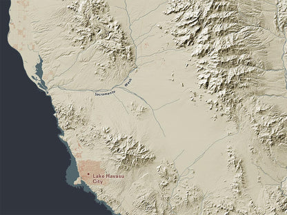 Arizona Landforms and Rivers Fine Art Print Map