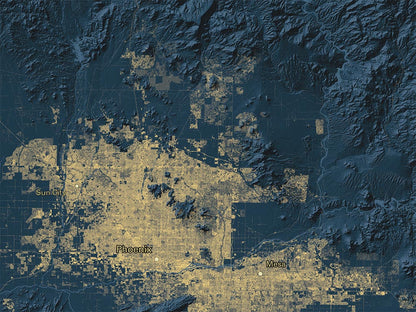 Arizona at Night Fine Art Print Map