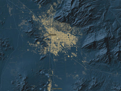 Arizona at Night Fine Art Print Map
