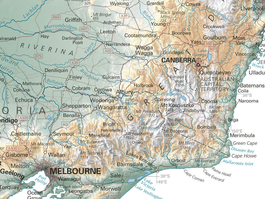 Australia Elevation Tints Fine Art Print Map