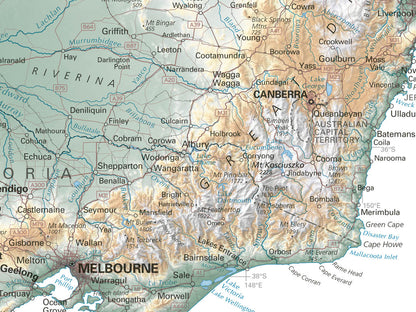 Australia Elevation Tints Fine Art Print Map