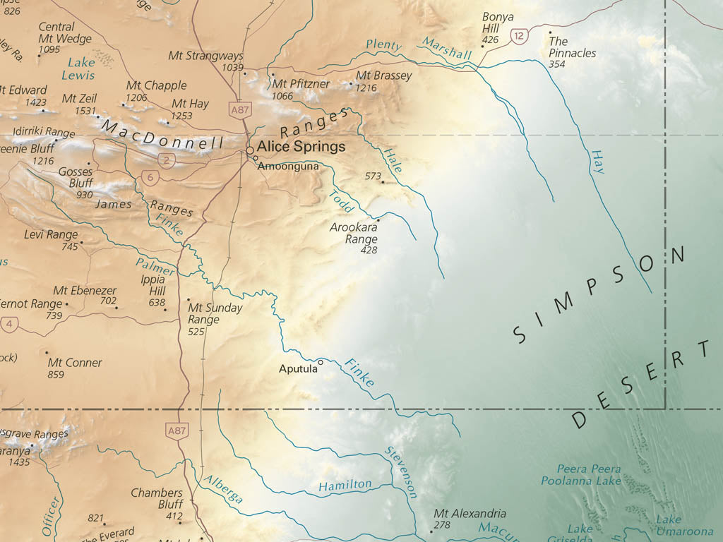 Australia Elevation Tints Fine Art Print Map
