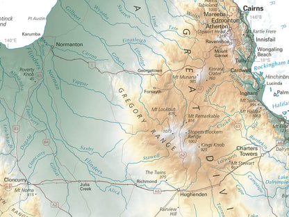Australia Elevation Tints Fine Art Print Map