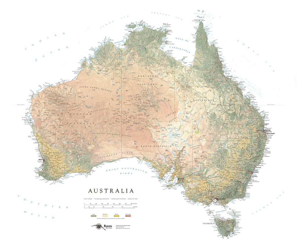 Australia Land Cover Fine Art Print Map