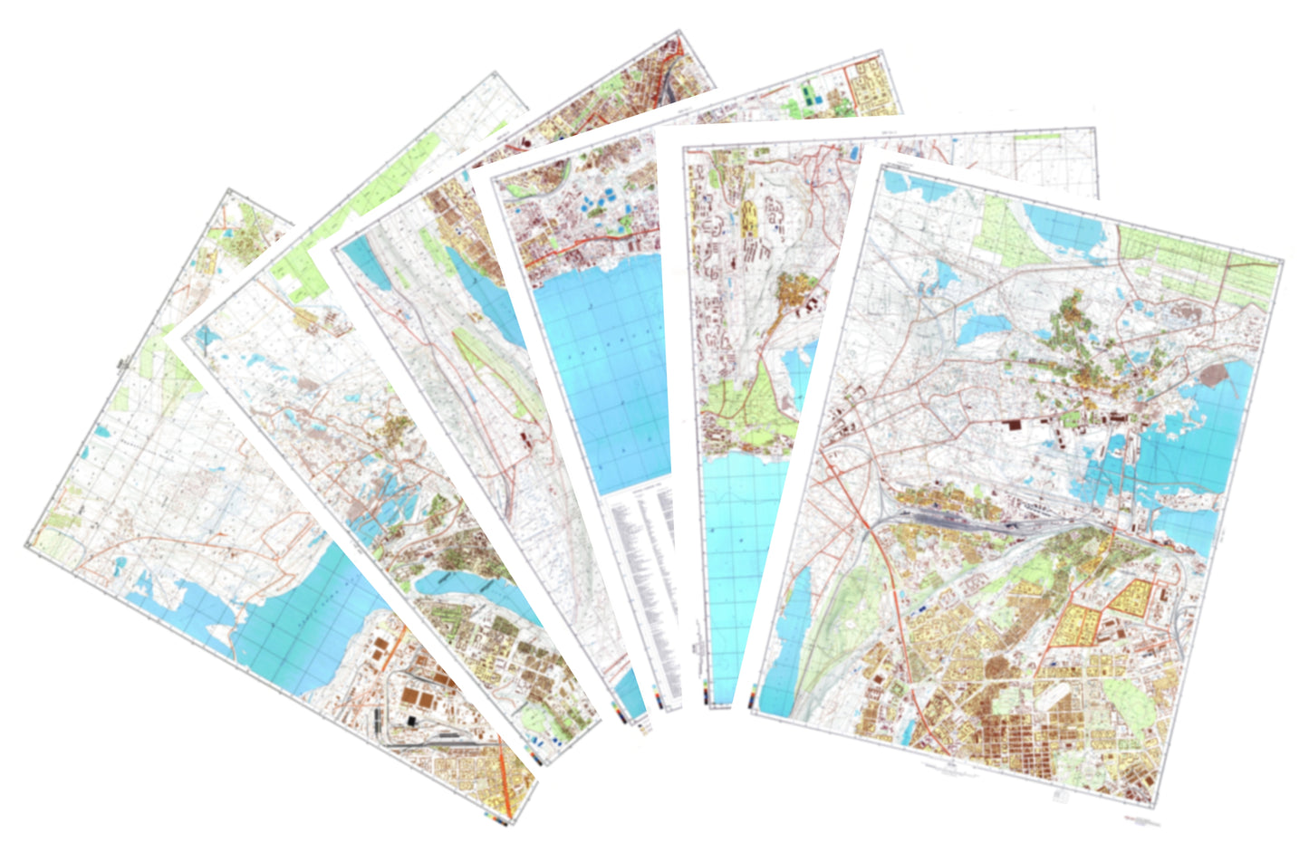 Baku (Azerbaijan) 6-Sheet Map Set - Soviet Military City Plans
