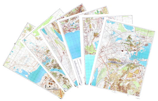 Baku (Azerbaijan) 6-Sheet Map Set - Soviet Military City Plans