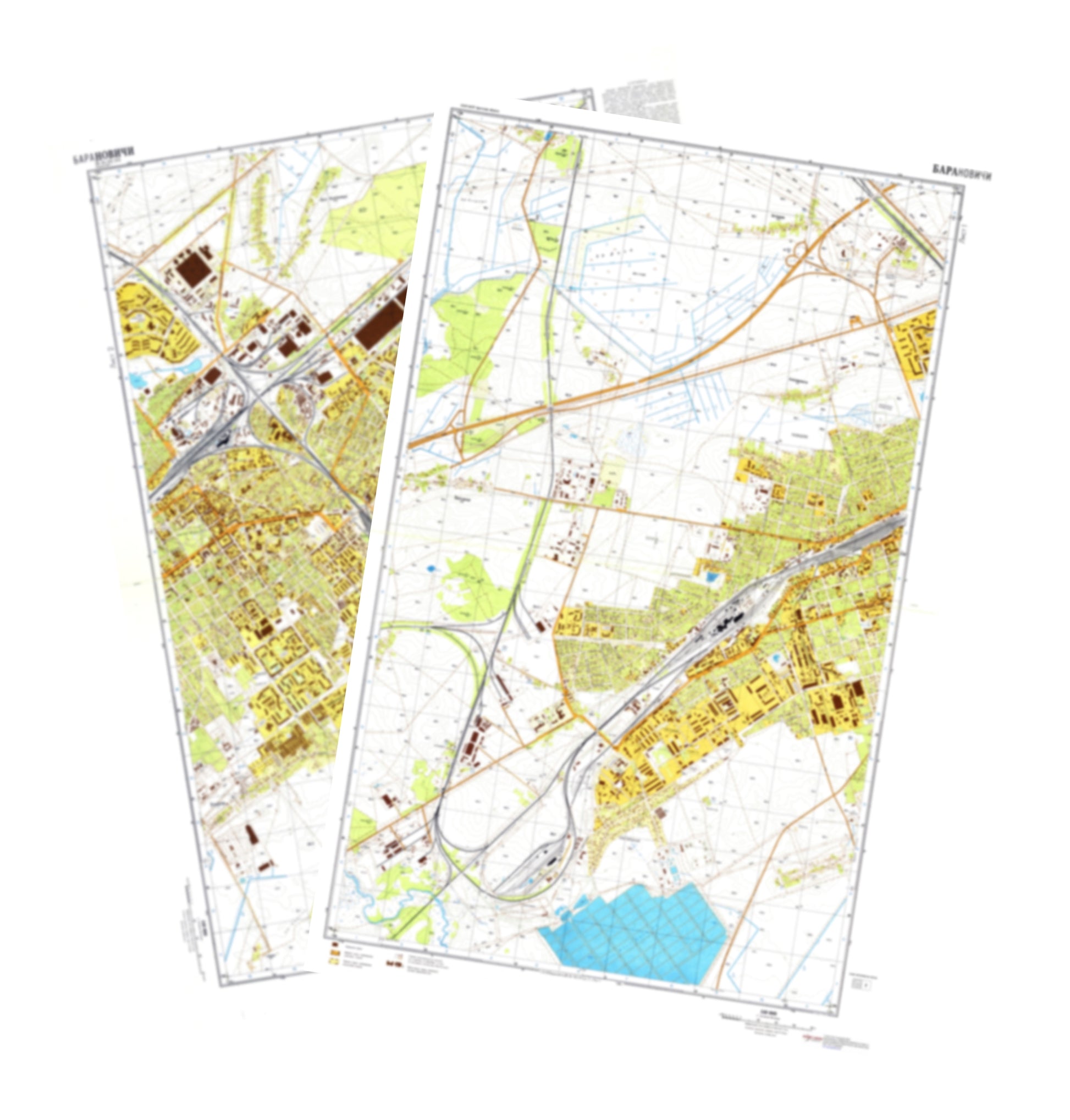 Baranovichi (Belarus) 2-Sheet Set - Soviet Military City Plans