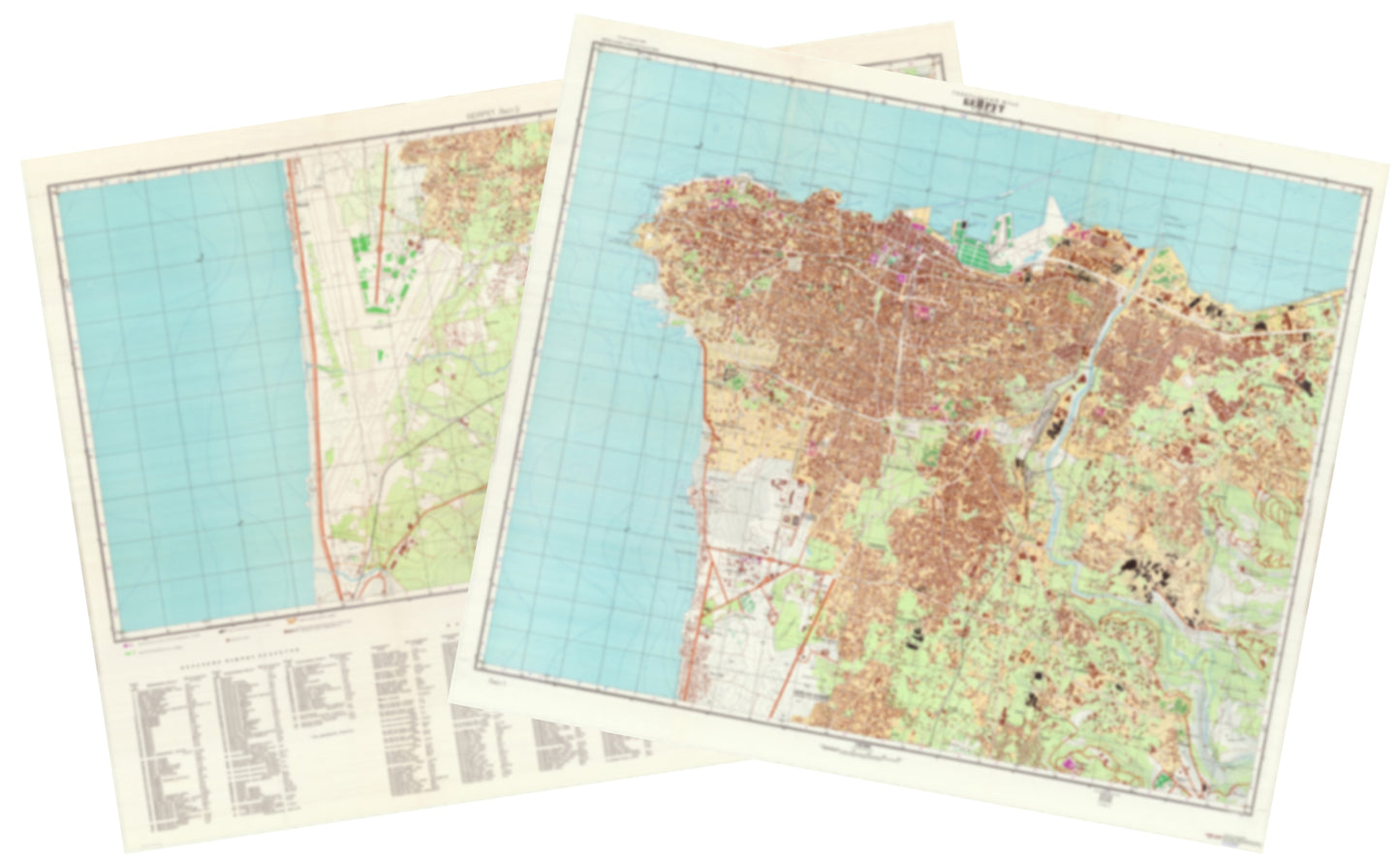 Beirut (Lebanon) 2-Sheet Set - Soviet Military City Plans