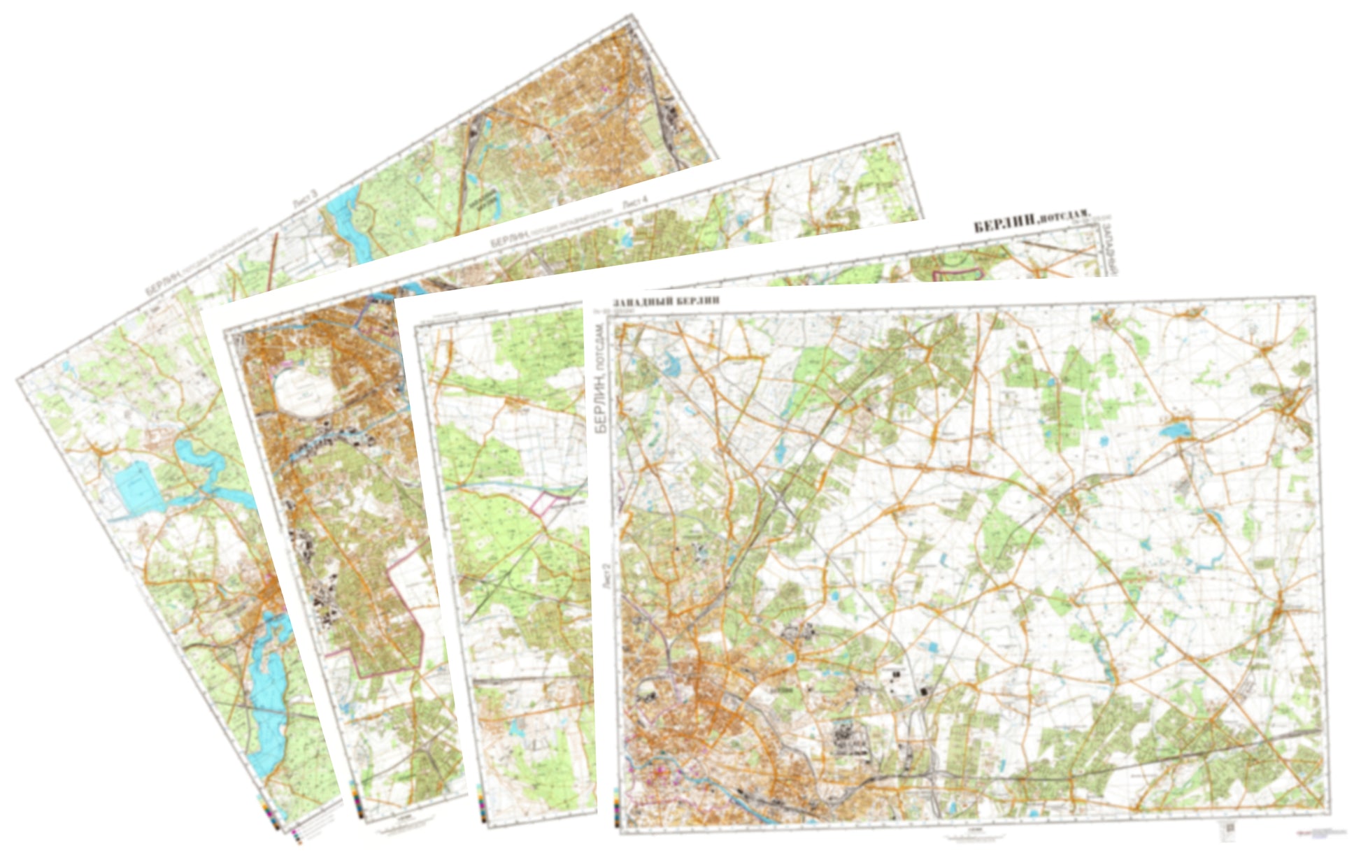 Berlin, Potsdam (Germany) 4-Sheet Map Set - Soviet Military City Plans