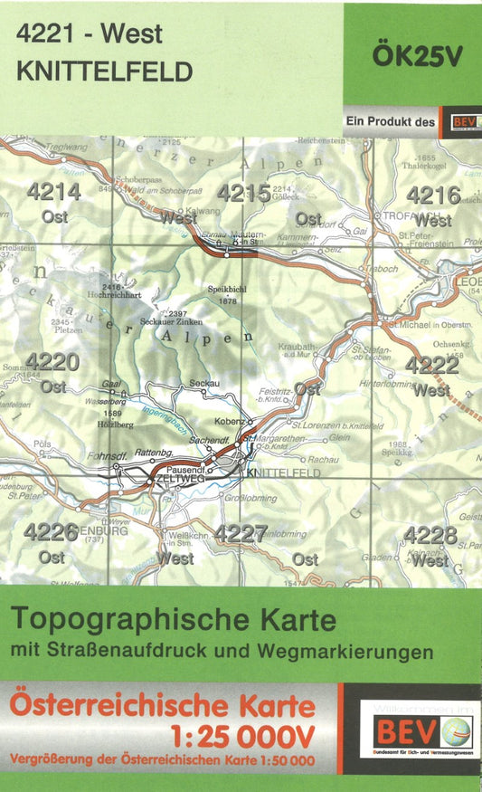 Austria 1:25,000 topo #161 Knittelfeld