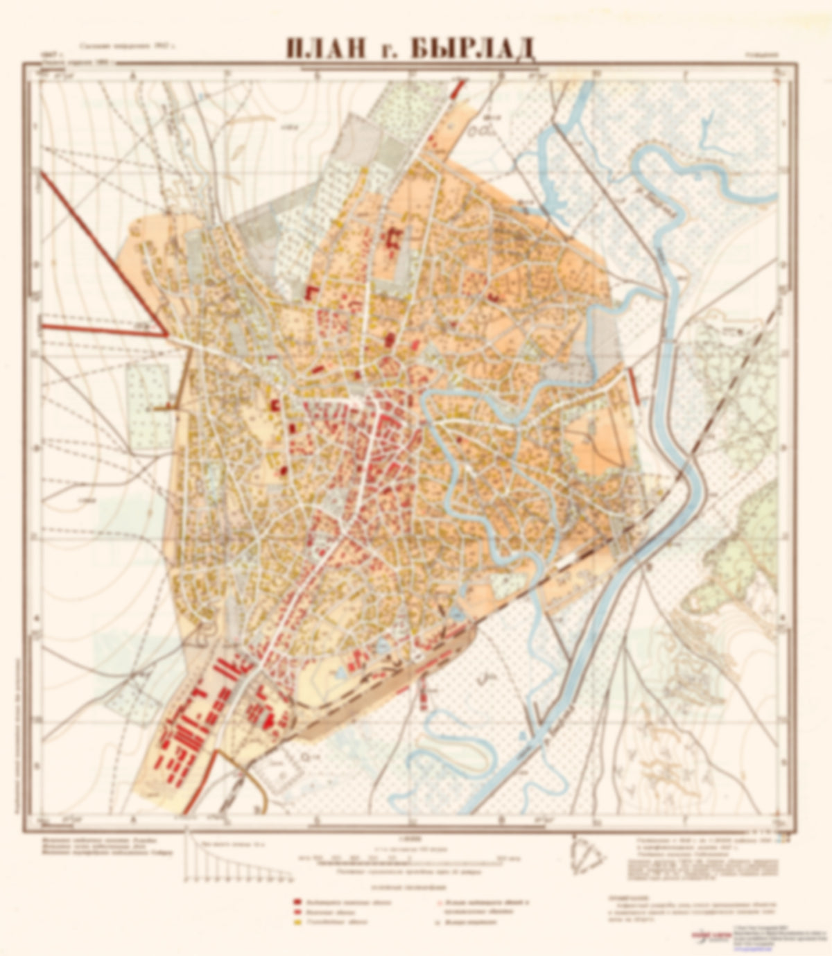Birlad (Romania) - Soviet Military City Plans – Longitude Maps