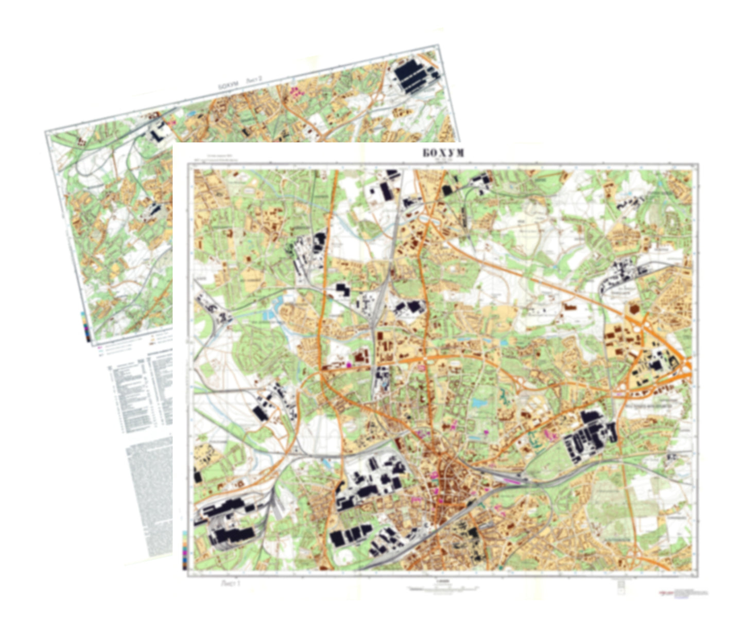 Bochum (Germany) 2-Sheet Set - Soviet Military City Plans