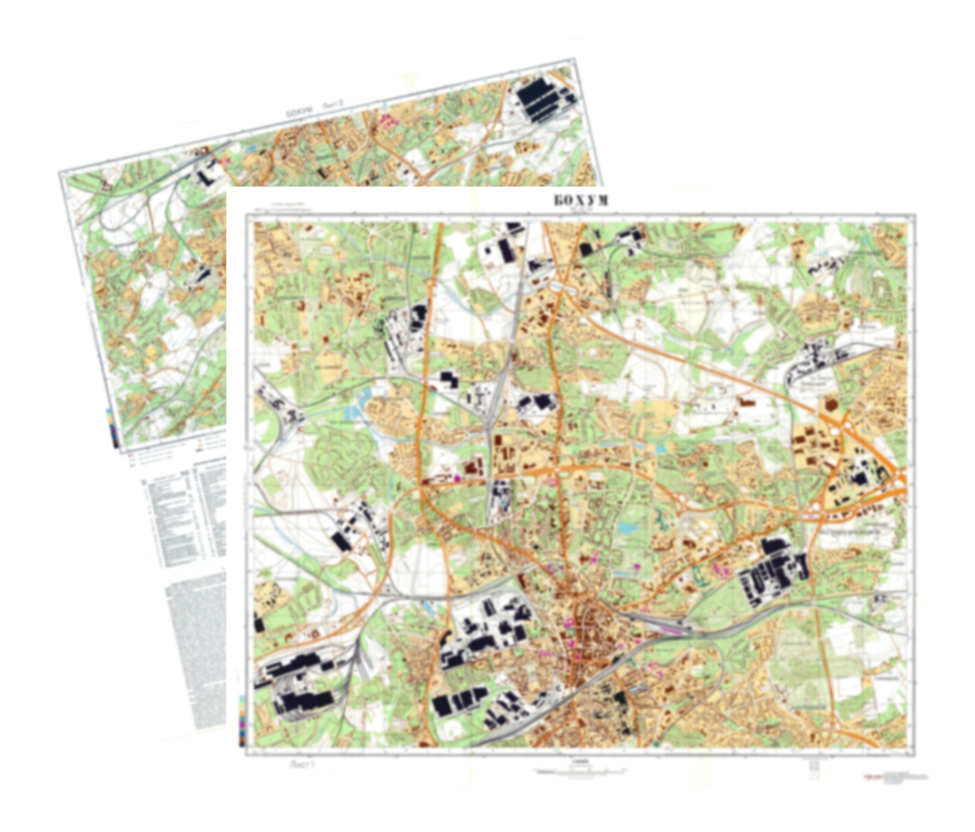 Bochum (Germany) 2-Sheet Set - Soviet Military City Plans