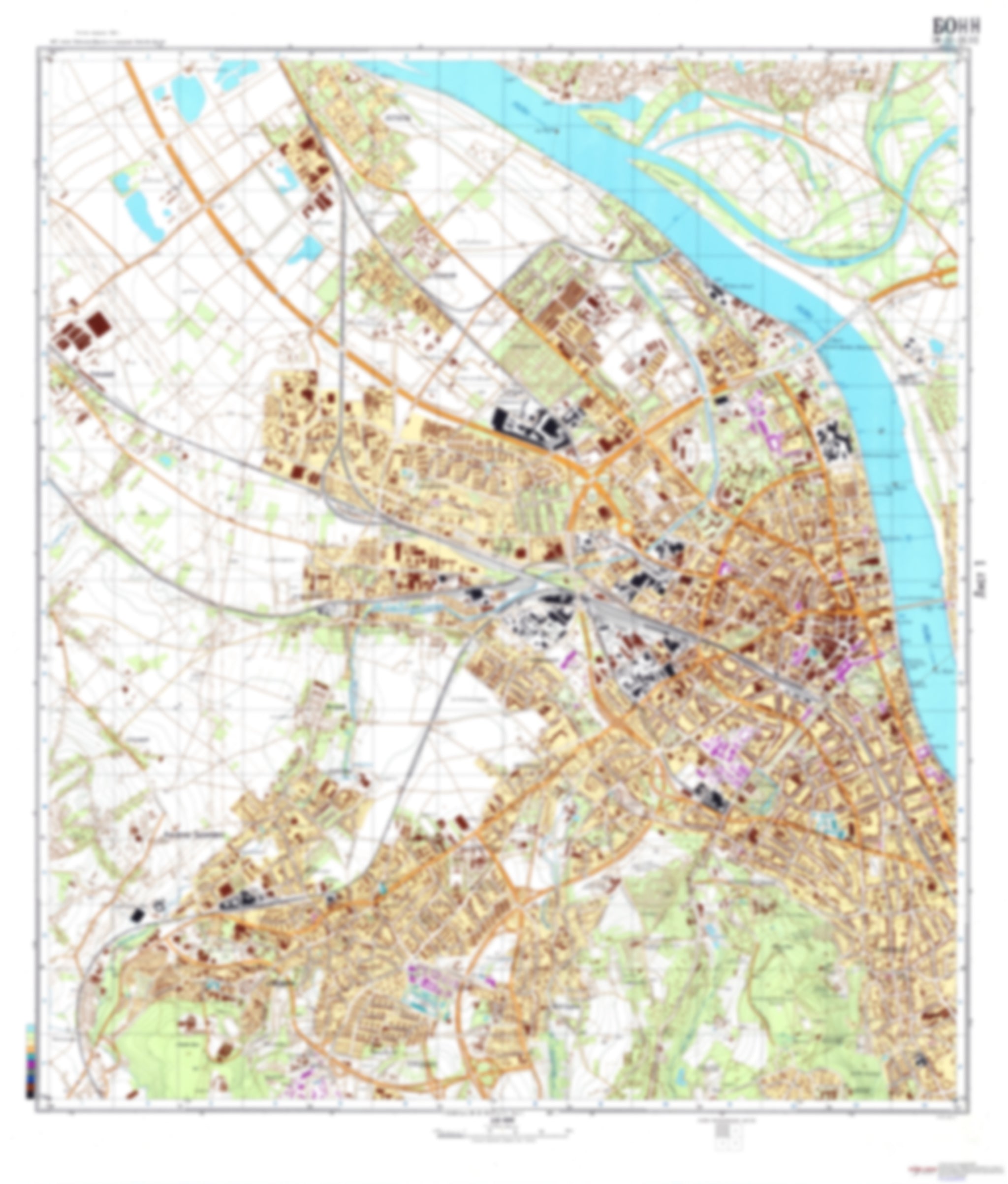 Bonn 1 (Germany) - Soviet Military City Plans – Longitude Maps