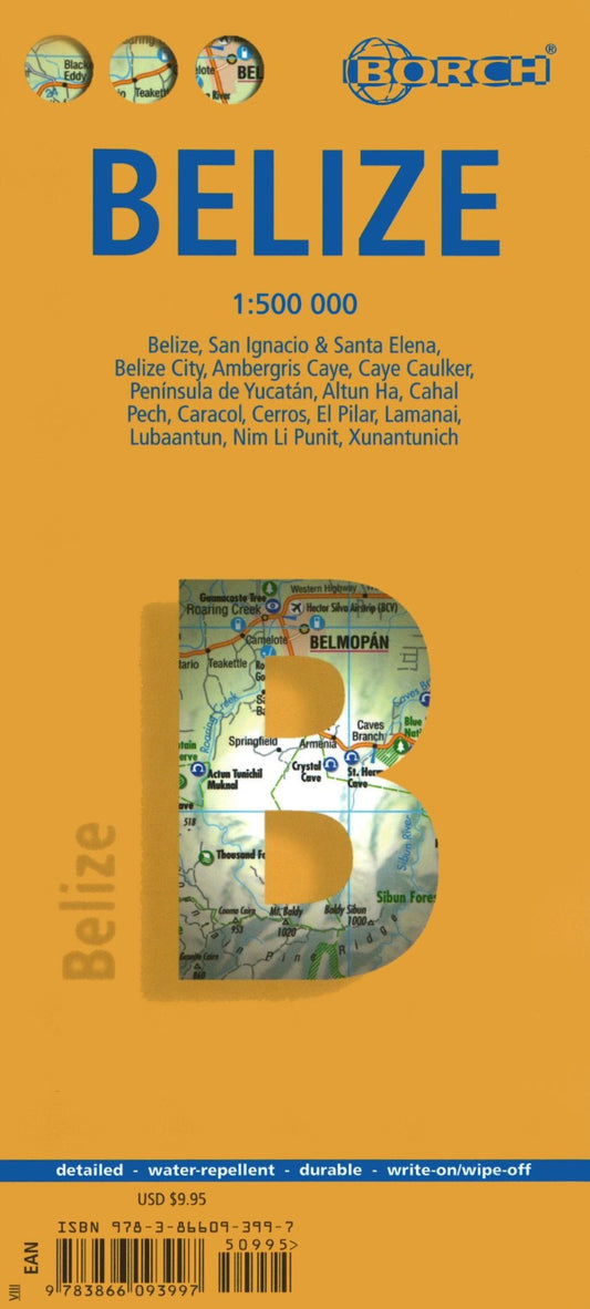 Belize Laminated Road Map