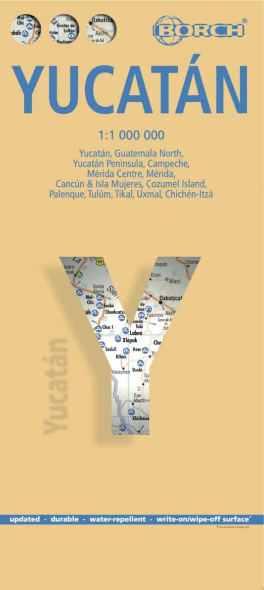 Yucatan Peninsula, Mexico Waterproof Travel Map