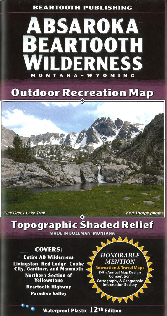 Absaroka Beartooth Wilderness, Montana and Wyoming Outdoor Recreation Map