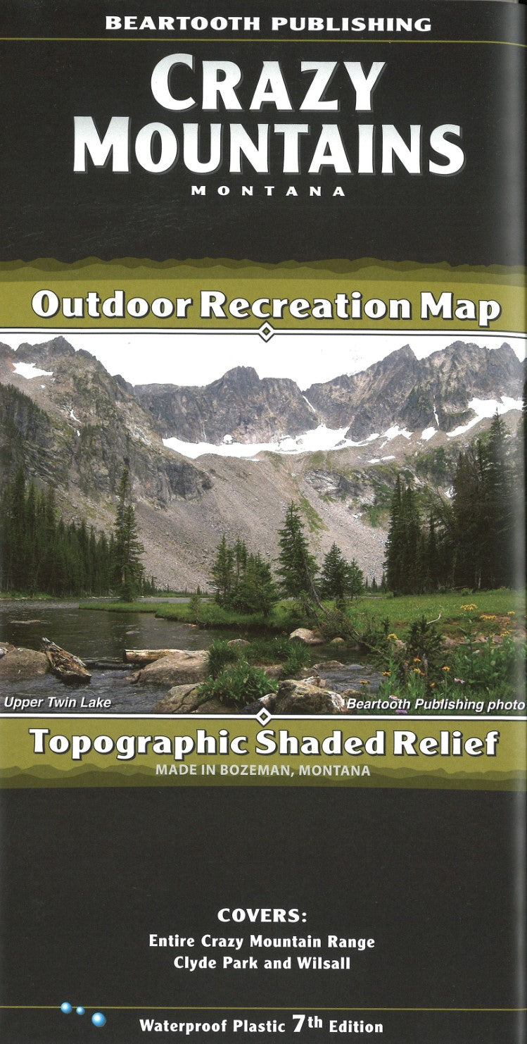 Crazy Mountains : Montana : Outdoor Recreation Map : topographic shaded relief
