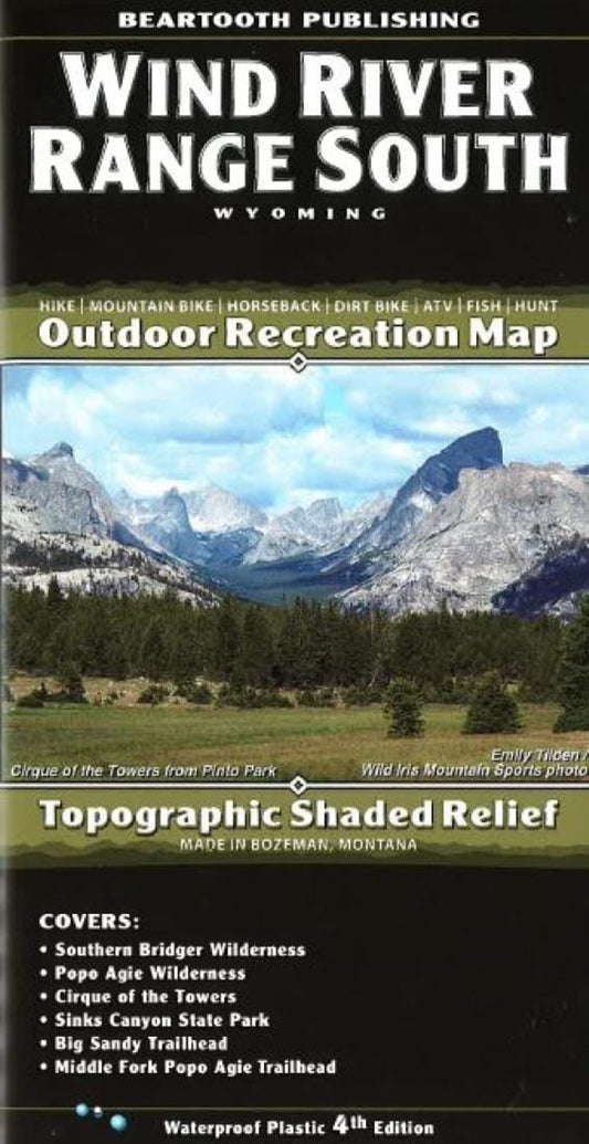 Wind River Range South : Wyoming : outdoor recreation map : topographic shaded relief