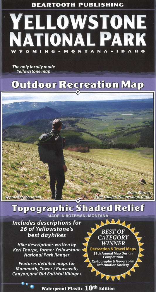 Yellowstone National Park, Wyoming, Montana and Idaho Outdoor Recreation Map