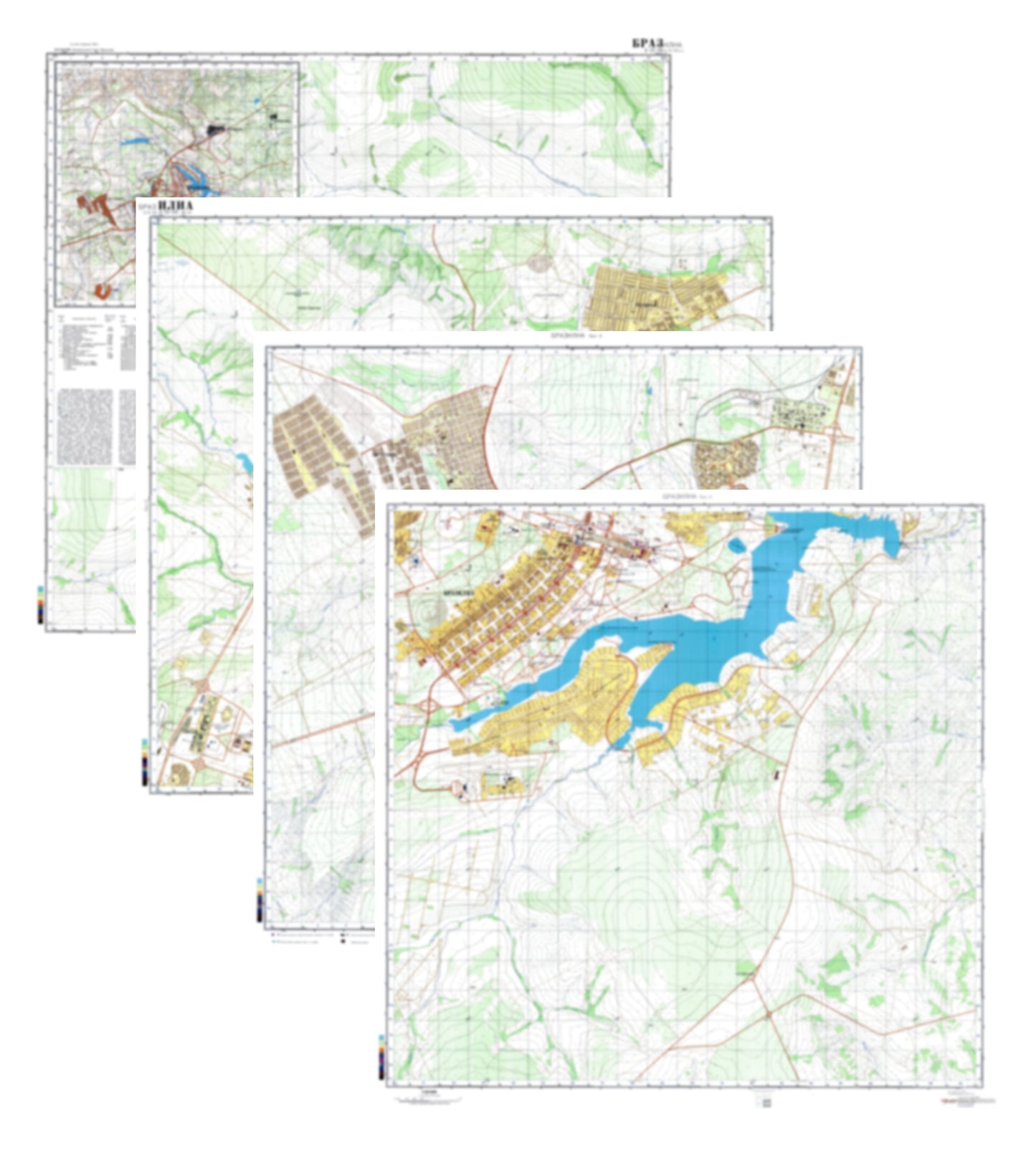 Brasilia (Brazil) 4-Sheet Map Set - Soviet Military City Plans