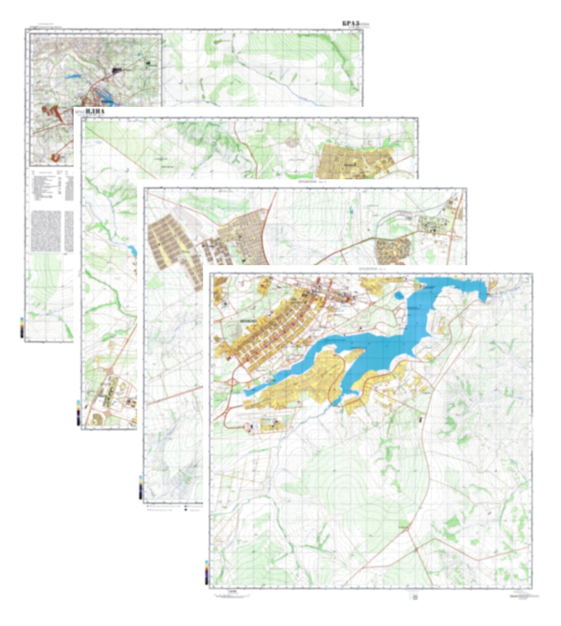 Brasilia (Brazil) 4-Sheet Map Set - Soviet Military City Plans